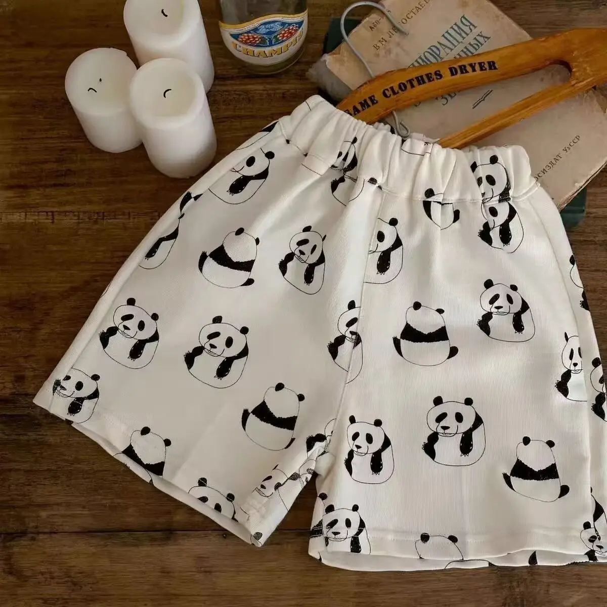 Completi per bambini Set estivo per ragazzi e ragazze di Panda t-shirt a maniche corte + pantaloncini Casual con stampa completa completo da 2 pezzi