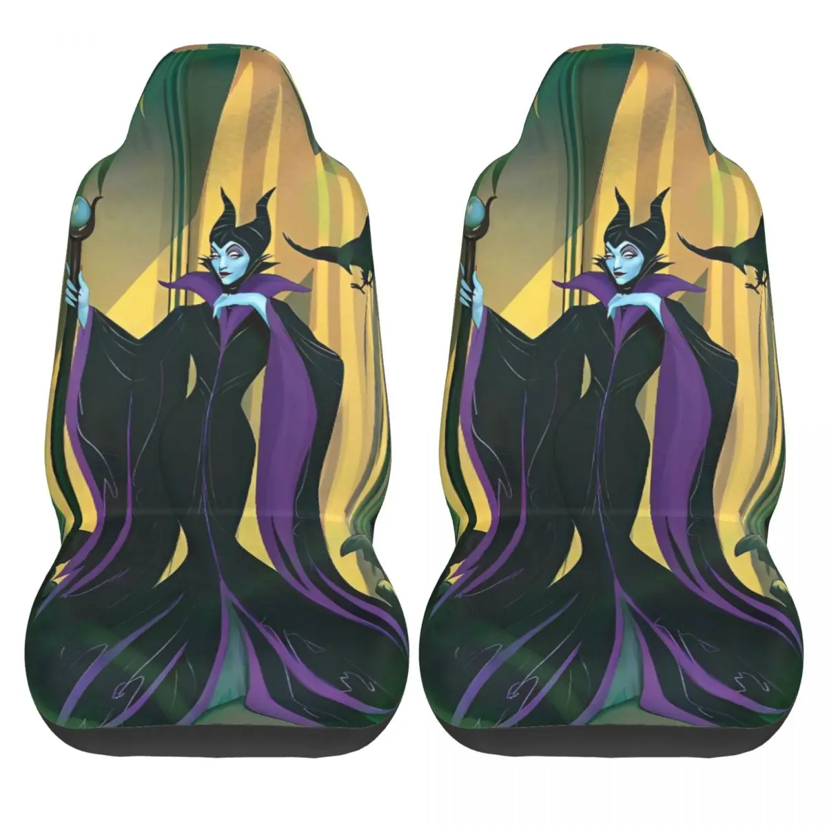 

Villains Car Seat Covers Two Pieces Fashion Auto Seat Covers Vehicle Polyester Stretchable Cover