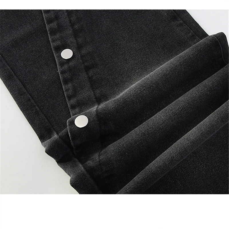 جينز أسود للأطفال كوري لخريف 2025 للفتيات المراهقات سروال دينم مستقيم غير رسمي مع أزرار بنطلون مصمم جديد للأطفال
