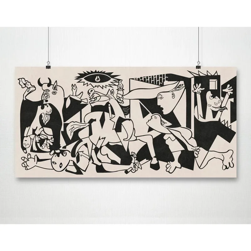Guernica Wall Art Print Poster, Boho Mid-Century Modern Art, Extra Wall Art,Guernica Painting, Living Room Decor Picasso Artwork