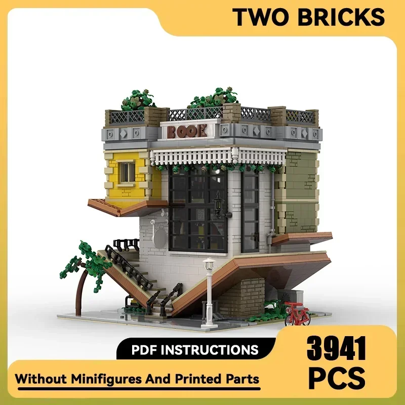 

City Street View Model Moc Building Bricks Inverted Bookstore Technology Modular Blocks Gifts Christmas Toys DIY Sets Assembly