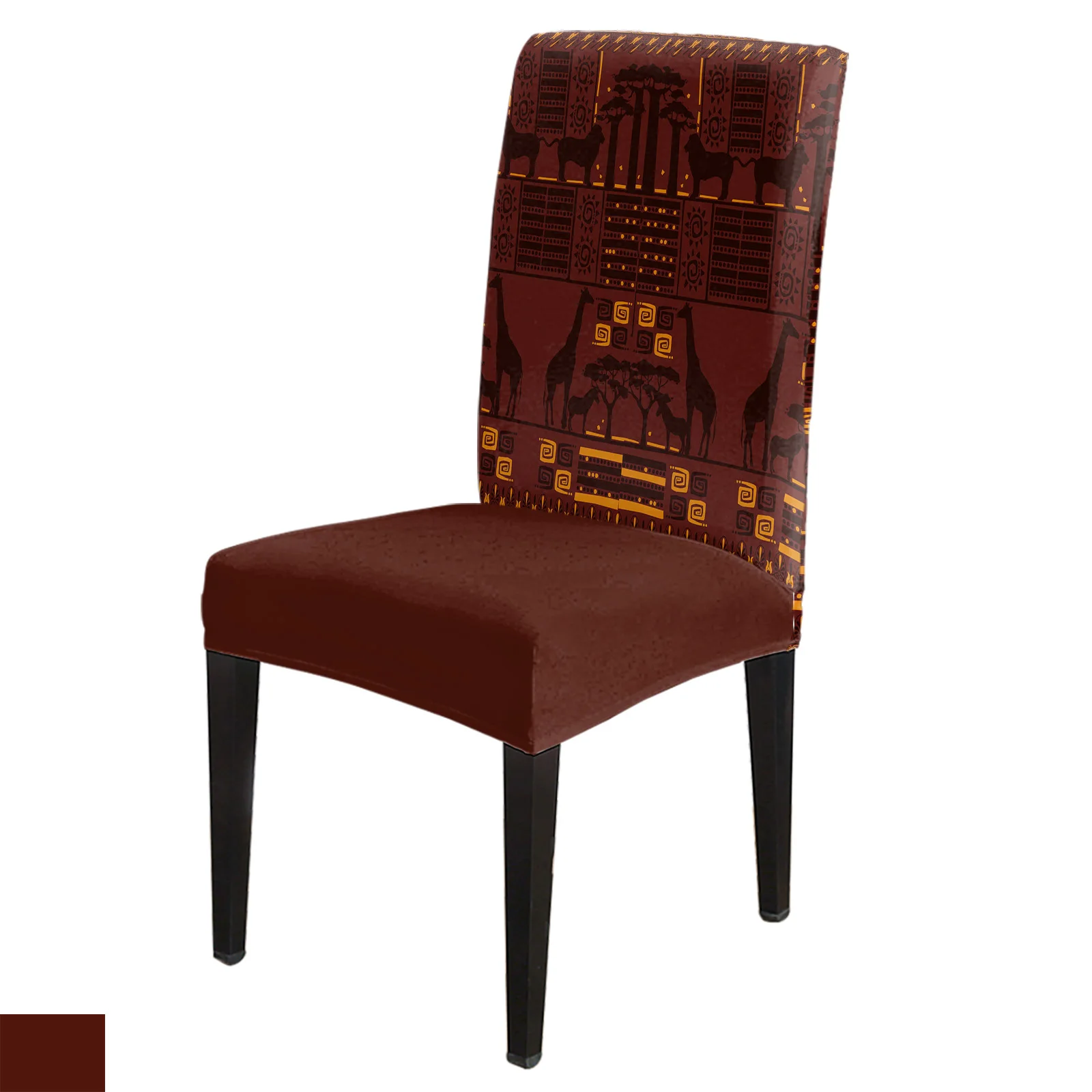 African Giraffe Lion Silhouette Stretch Printed Chair Cover Dining Room Banquet Wedding Party Elastic Seat Chair Covers