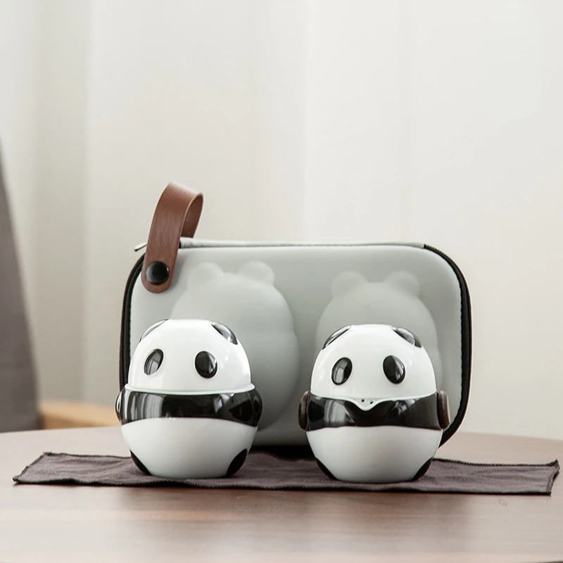 

TANGPIN Panda Portable Travel Tea Set Chinese Kung Fu Tea Set with Travel Bag