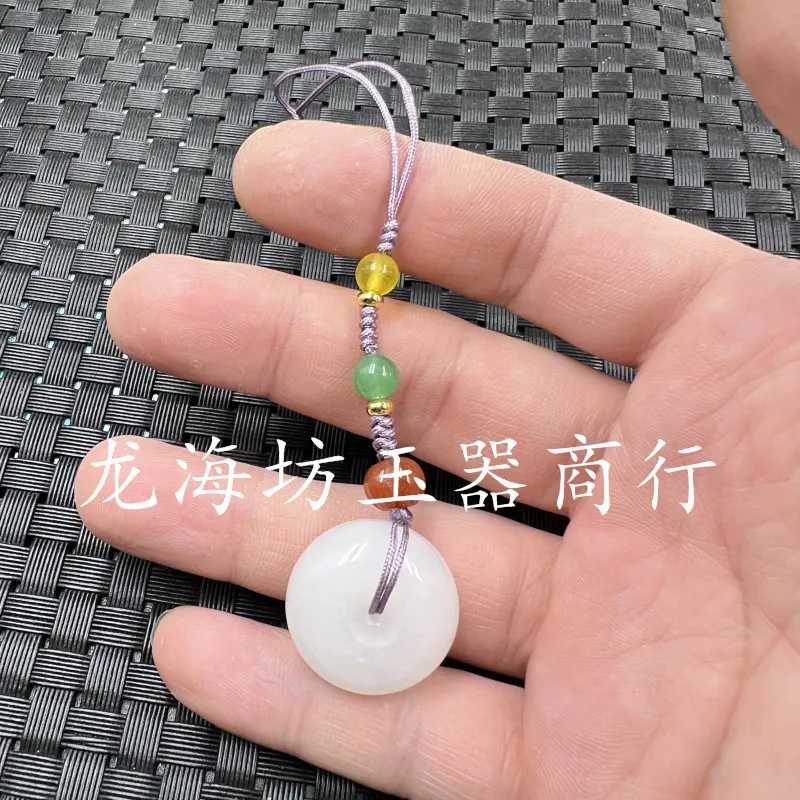 Xinjiang Hetian White Jade Water Drop Jade Pendant Gold Silk Jade Buckle Pendant White Jade Cabbage Necklace Blank Plates Jade P