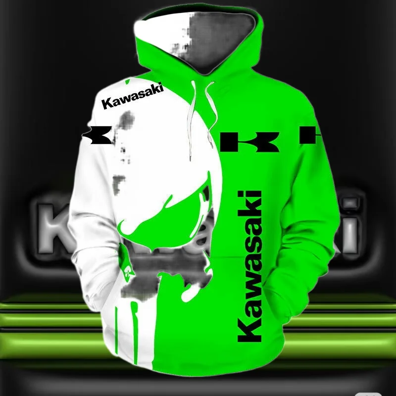 

25/26 3D Men's Long Sleeve Hoodie Kawasaki Motorcycle Sports Cycling Hoodie Children's Adult Motorcycle Enthusiast Casual Tops