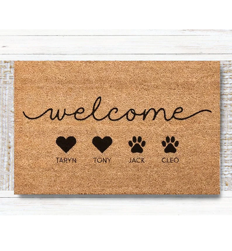 Custom Family Doormat Custom Pet Doormat Gift Ideas for Pet Lovers Housewarming Gifts for Pet Kid Gift Family Door Mat Ornament
