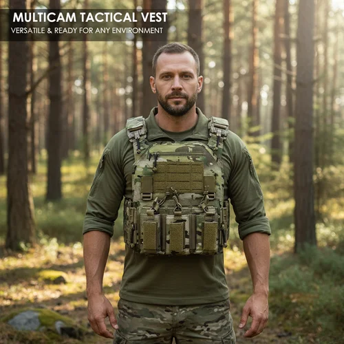 Chaleco táctico, paquete doble de desmontaje rápido, chaleco ligero de equipo negro para exteriores estilo caza al aire libre con corte láser, de alta calidad