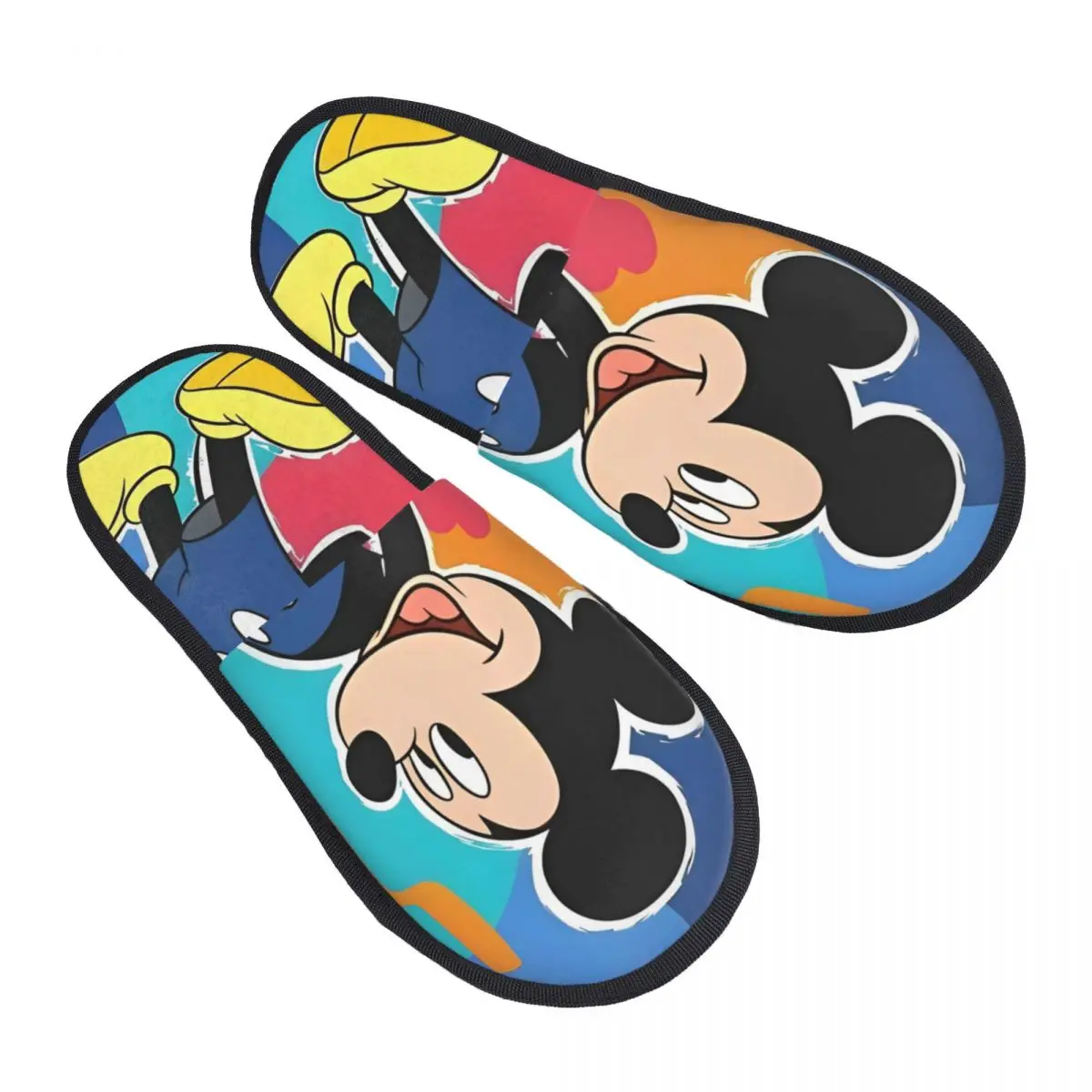 

Mickey Mouse Winter House Slippers Indoor Cozy Household Fur Slippers Slides Non-slip