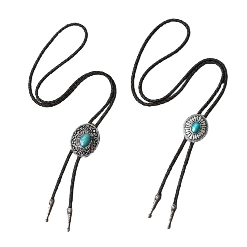 Western Cowboy Alloy Turquoise Buckle Bolo Tie สำหรับผู้ชายวัยรุ่นเสื้อเสื้อกันหนาว Decor