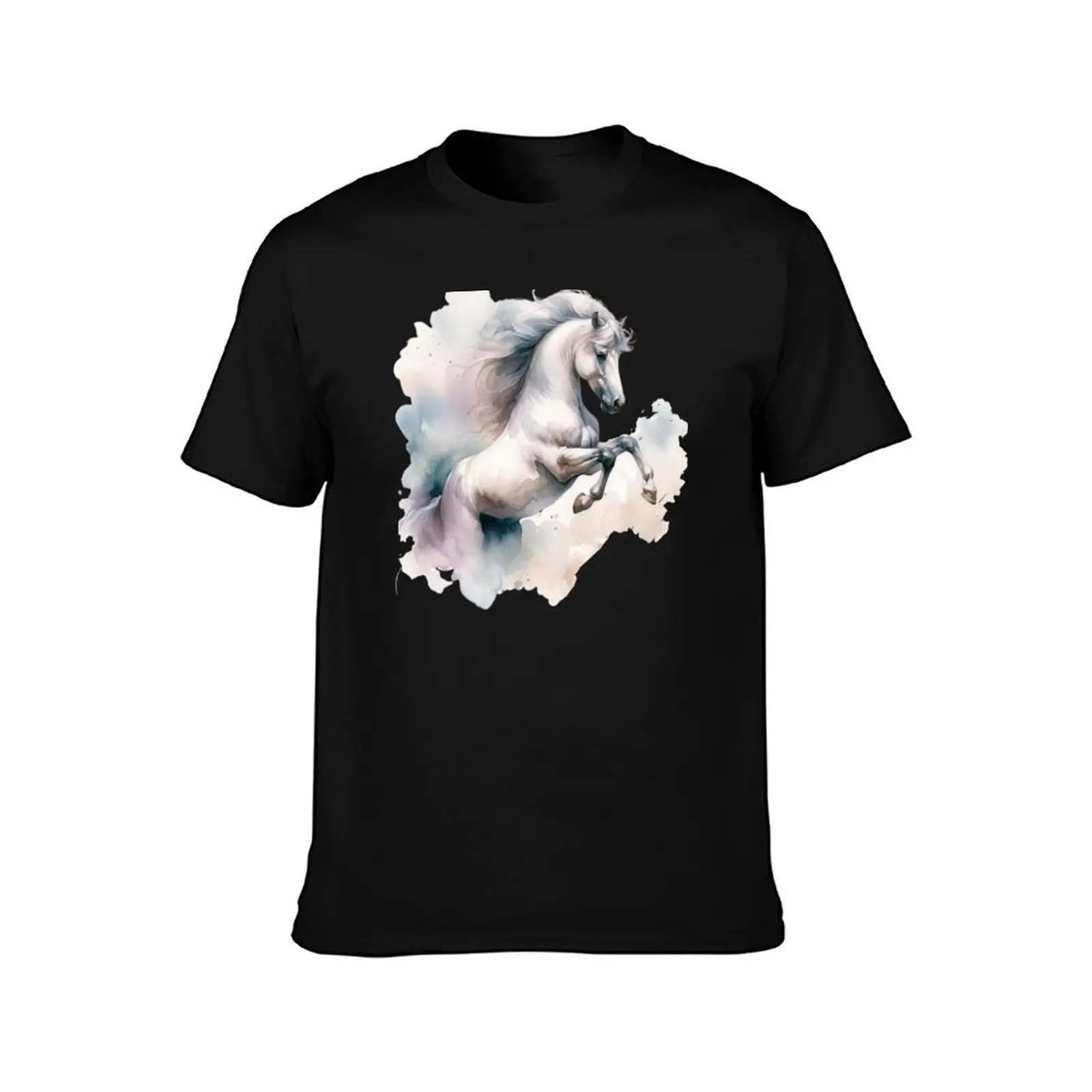 White Horse Rearing Splash T-Shirt Aesthetic clothing summer tops shirts graphic Blouse heavy weight t shirts for men