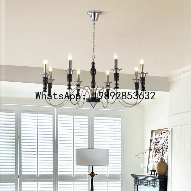 DD retro solid wood candle light master medieval living room high-end chandelier simple master
