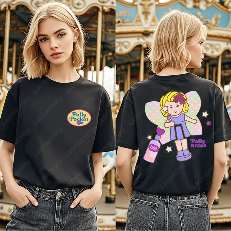 ريترو بولي جيب المدمجة 90 للجنسين تي شيرت خمر قصيرة الأكمام المرأة تيز Kawaii الجرافيك القمم 80's الحنين عادية التي شيرت #4