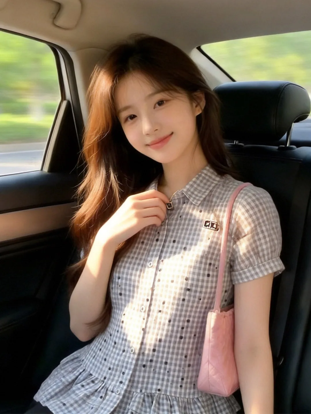 

Polka Dot Plaid Bubble Sleeve Top Women's Summer New Style Slimming College Style Short Sleeve Collar Breathable Shirt