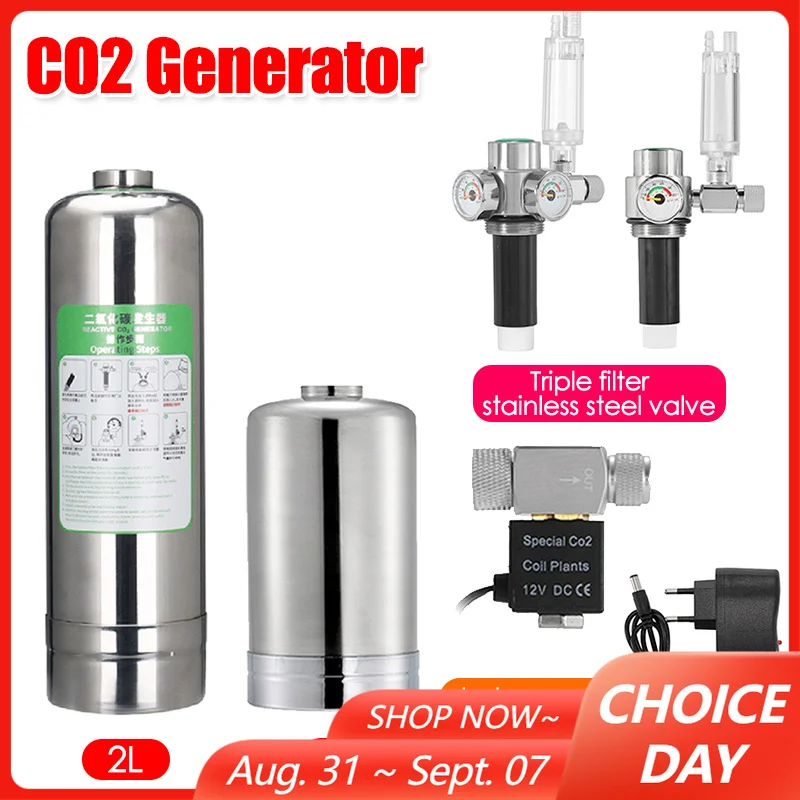 2L/1L Aquarium Aquarium CO2 Generator Edelstahl Flasche Hochdruck Edelstahl Gas Zylinder Aquarium Zubehör