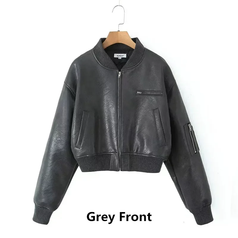 Women Leather Jackets PU Winter Padded Vintage Bomber Jackets Streetwear Motorcycle Coat Outerwear Women Clothing Chaqueta