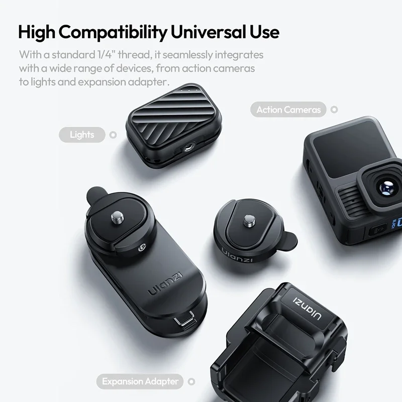 Ulanzi CK01 CK02 Magnetic Quick-Release Backpack Clip: Universal 1/4" Mount for GoPro, DJI Pocket 3 & DSLR