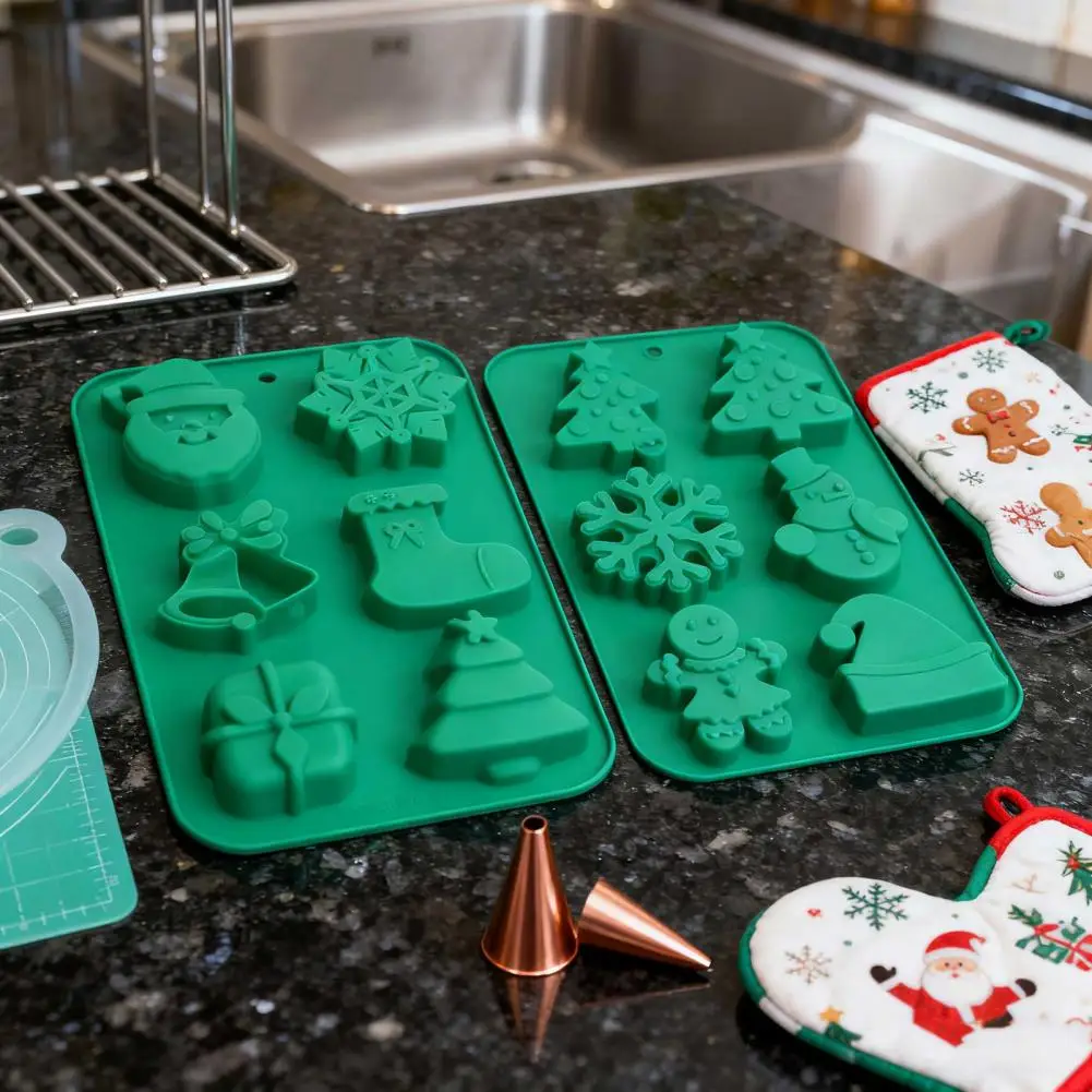Christmas Silicone Cake Mold Snowflake Shaped Baking Mold Festive Christmas Silicone Baking Mold Set for Xmas Tree for Home