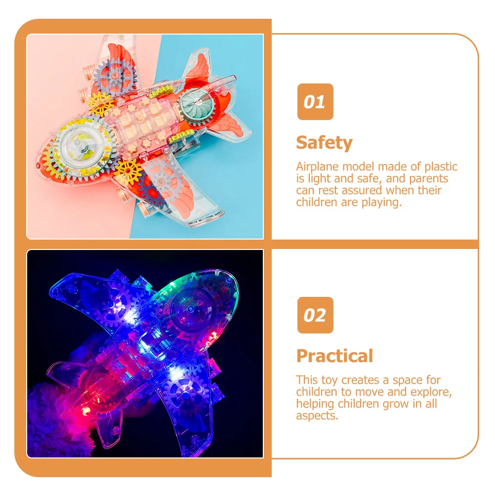 Electric Airplane Mechanical Car Durable Plastic Kids Plaything Household Children Accessory Music Light Effect