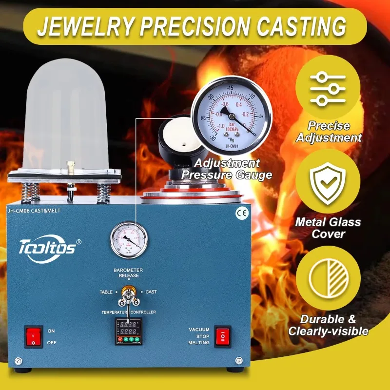 1100 ° C مجوهرات فقدت الشمع قالب الصب الجص الاستثمار الذهب الفضة النحاس معدن تكرير 2L فراغ ذوبان وآلة الصب #5