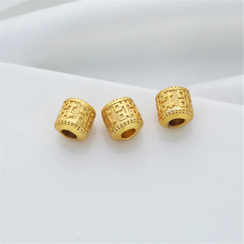 Round Barrel Beads, 18K Matte Gold Color, Thick, Loose Beads, DIY Bracelet, Necklace, Handmade Spacer, Accessories, Xi Zi, 9mm