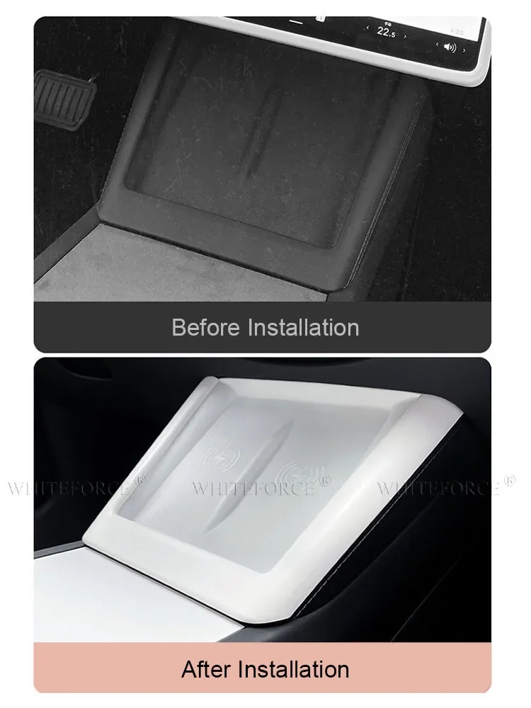 ABS Mittelkonsolen-Armaturenbrettabdeckung mit kabelloser Ladefunktion und Innenschutz für Tesla Model 3 Highland und Model Y Juniper – Detail 2