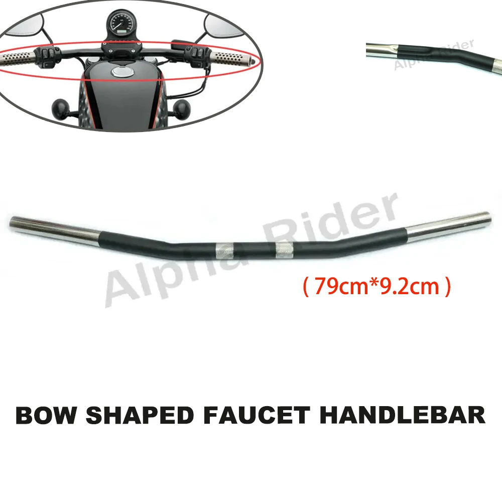 For Sportster Motorcycle Bow Shaped Faucet Handlebar XL883 XL883L  XL 1200 Iron 883 48 72 Roadster Drag Bar Curved Handlebar ﻿