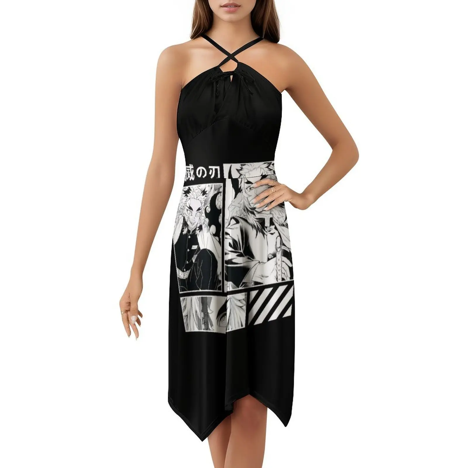 شيطان يابا الحد الأدنى صورة ظلية كيوجورو فستان بفتحة عنق على شكل قلب أنيق الصيف فستان الحفلات للنساء شيطان يابا الحد الأدنى