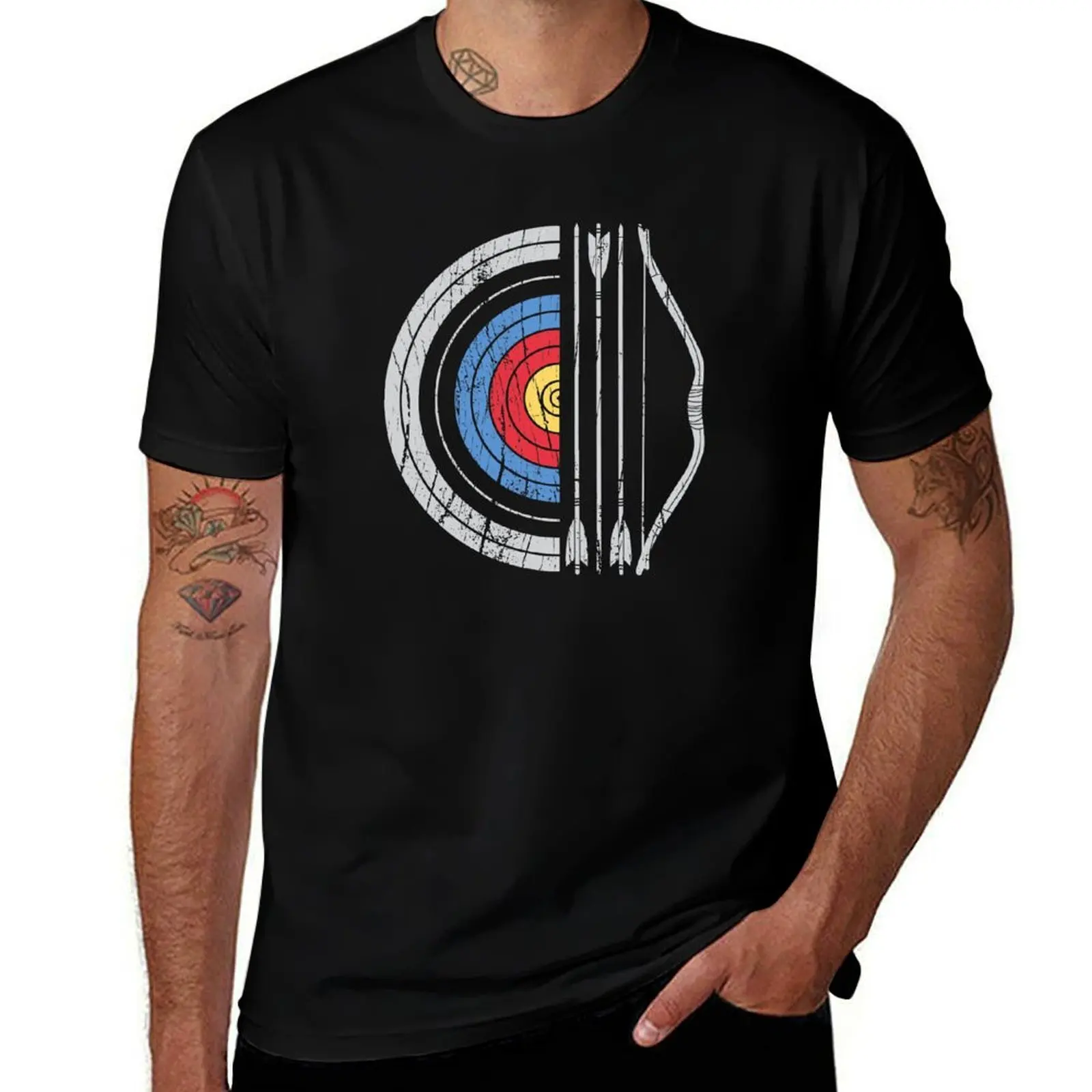 Archery Target Bow And Arrow Archer Retro Vintage T-Shirt Thanksgiving Casual Tee T-Shirt