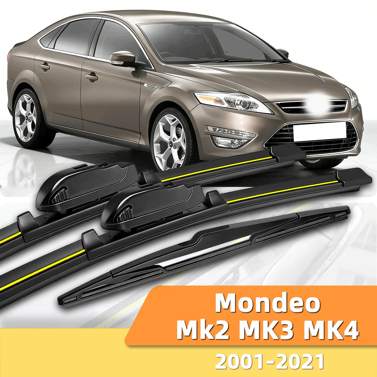 3 Stück Front- und Heckscheibenwischer, geeignet für Ford Mondeo Mk2 MK3 MK4 2001-2021, Auto-Windschutzscheiben-Zubehör 2008 2018