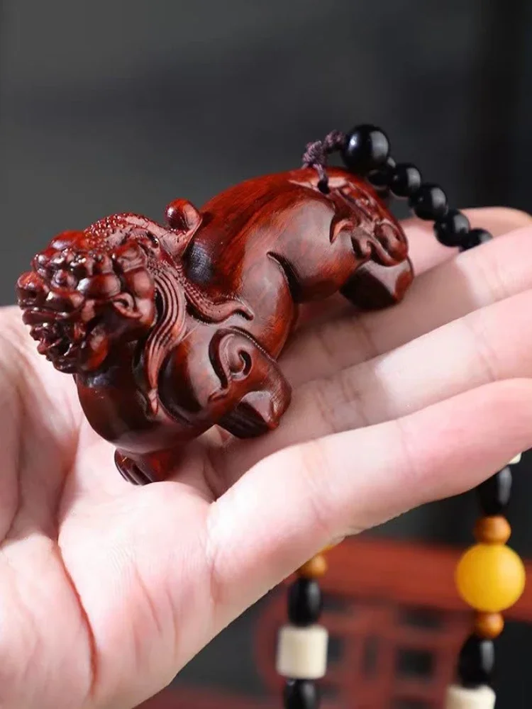 MOYU【Pterocarpus Santalinus 】 Fortunate Pi Xiu Small Ornaments Wood Carving Pieces Statue Sculpture Modern Art Office Decoration