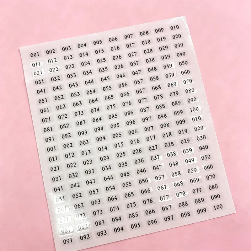 1 Sheet Waterproof 1-100/1-200 Number Label Stickers for Diy Craft Self Adhesive Nail Polish Lipstick Color Number Tags