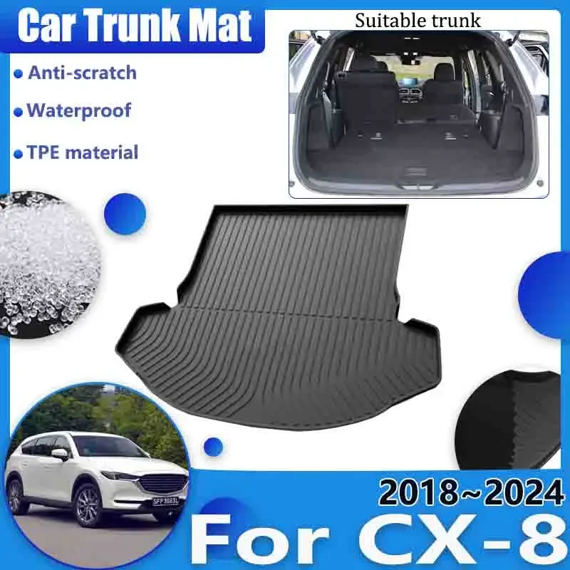 

Car Accessories for Mazda CX-8 KG 2018~2024 CX8 CX 8 Rear Trunk Floor Mats Clean Waterproof Anti-dirty Carpet 3D TPE Storage Pad