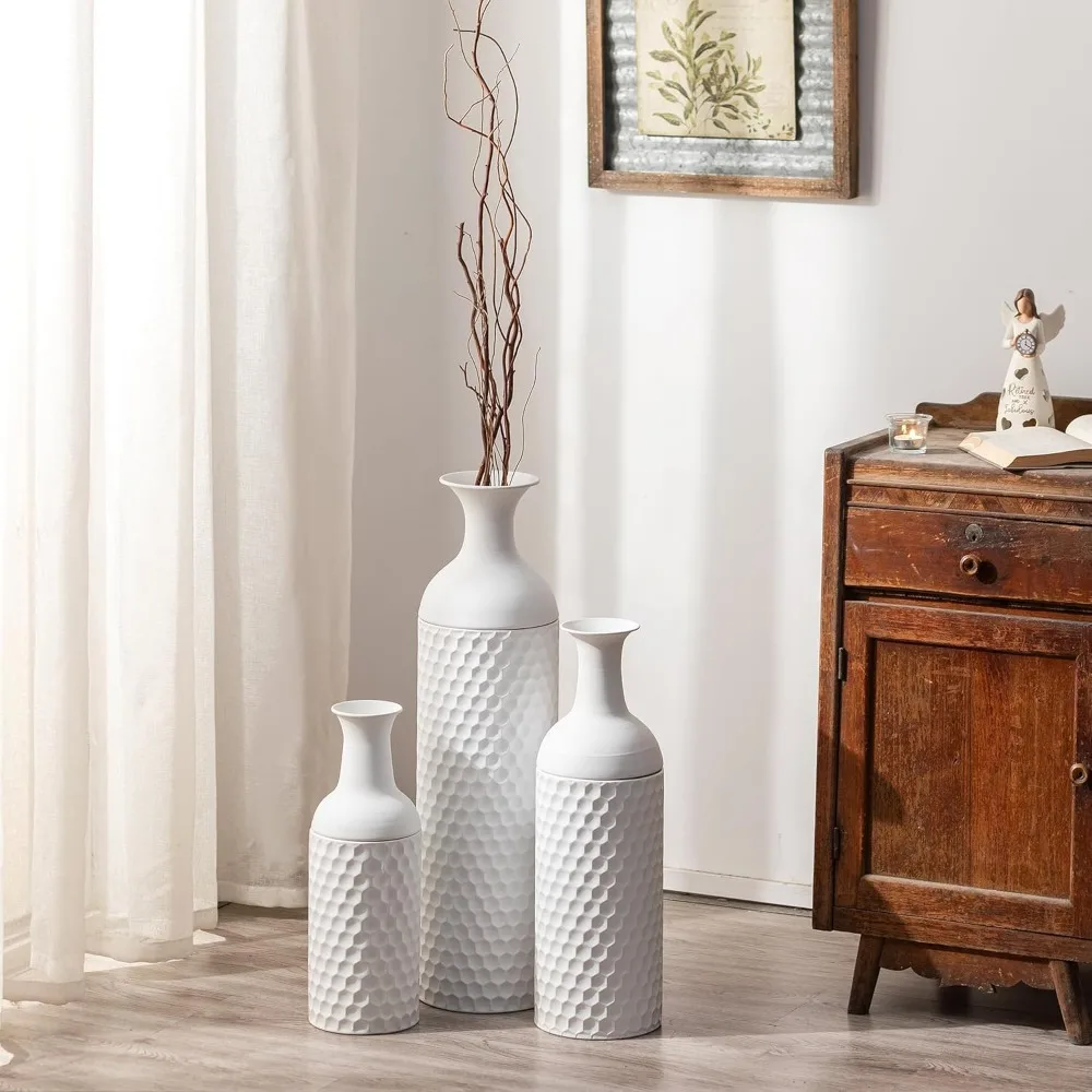 

Floor Standing Vases for Big Standing Vase for Living Room Dining Bedroom Home Corner Hallway Indoor Office, White Floor Vase