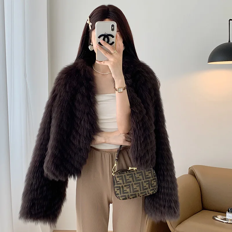 

ort Young Sle Fur Coat Автомобильные полоски Кожаный джат Женская мода для похудения Personali Осень Зима Новое поступление