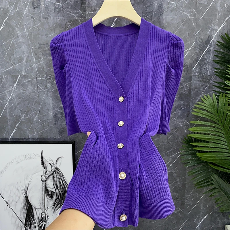 

Кардиган-накидка из ледяного шелка с V-образным вырезом, фиолетовый, с защитой от солнца, со встроенным фильтром, отечественный бренд