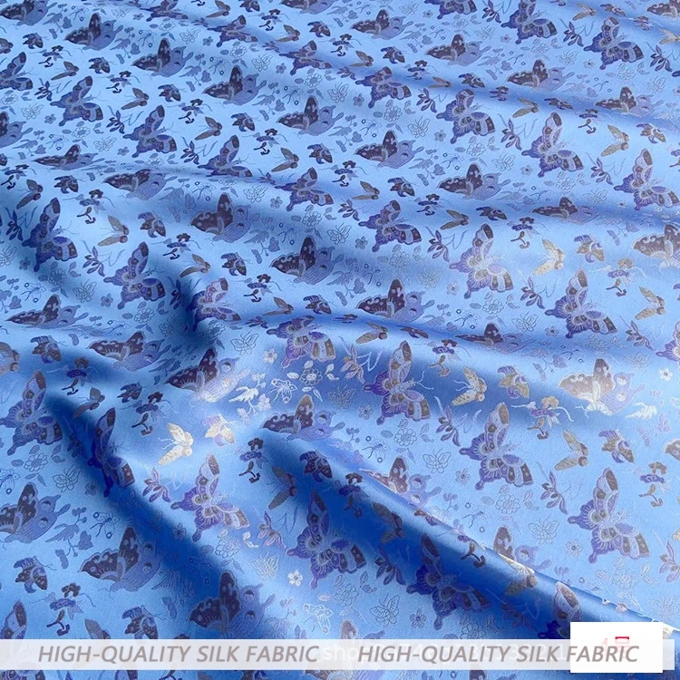 114 와이드 자카드 실크 송나라 브로케이드 패브릭 원사 염색 새로운 중국어 치파오 조끼 코트