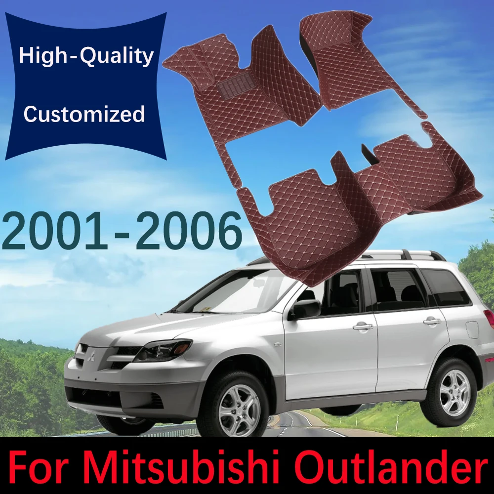 

Custom Leather Car Floor Mats For Mitsubishi Montero Outlander Airtrek CU 2001~2006 Automobile Carpet Rugs Foot Pads Interior