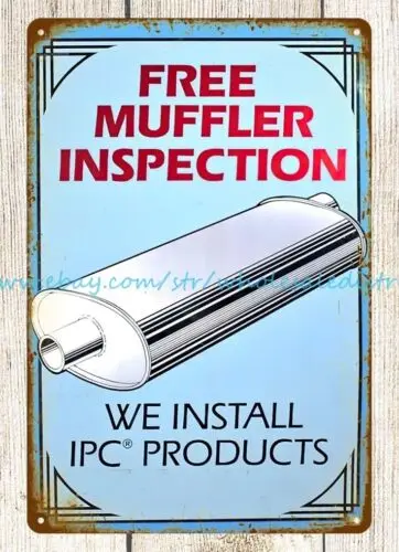 Free Muffler Inspection IPC Products metal tin sign metal tile wall art