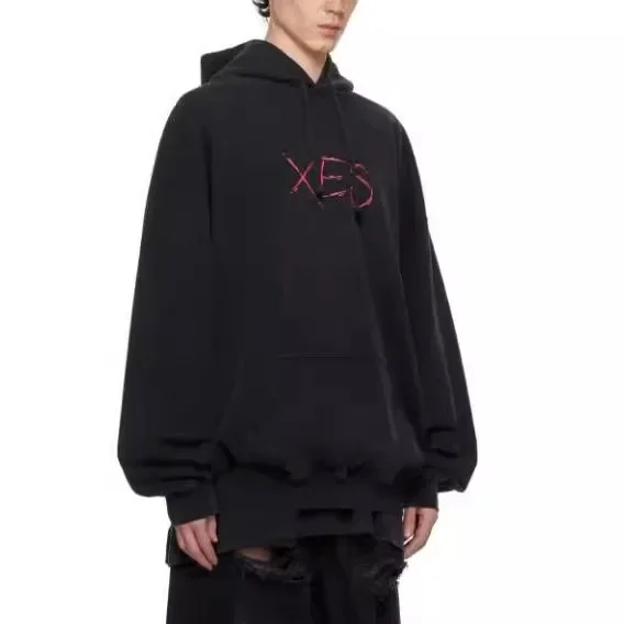 VTM wash do old letters retro high street stereo hoodie men and women couples loose OS hoodie trend