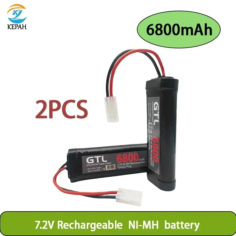 Nuevo Paquete de baterías NiMH de 7,2 V, 6800mAh, para coche RC, camión, Buggy, barco, tanque, baterías Ni-Mh, fuente gris