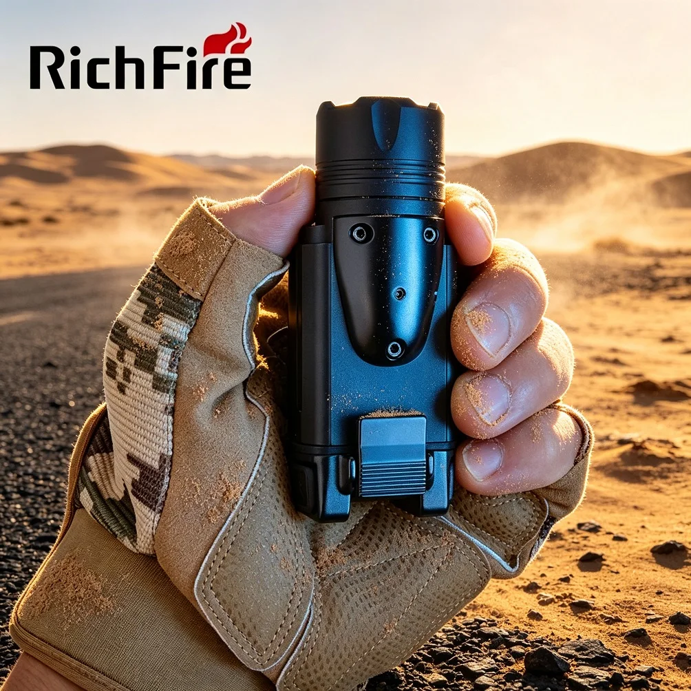 RichFire 2-in-1 Tactical Flashlight Green Laser Combo, 1350LM Rechargeable LED Torch, Quick Installation 20mm Rail for Hunting