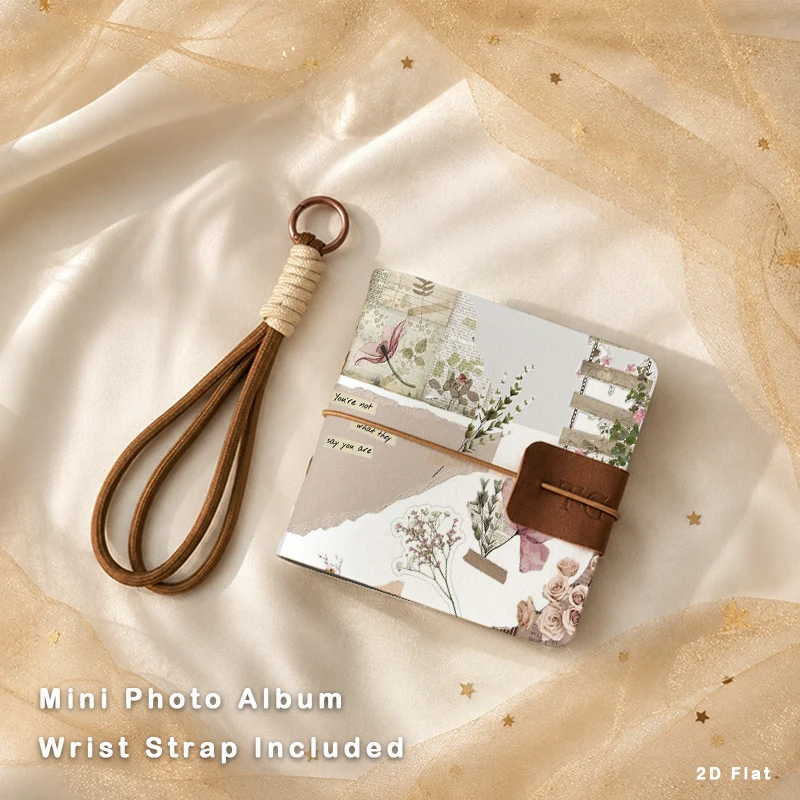 Dried Flower Collage Mini Photo Album With Wrist Strap Portable Pocket Photo Book Travel Memory Picture Storage Book Souvenir Gi