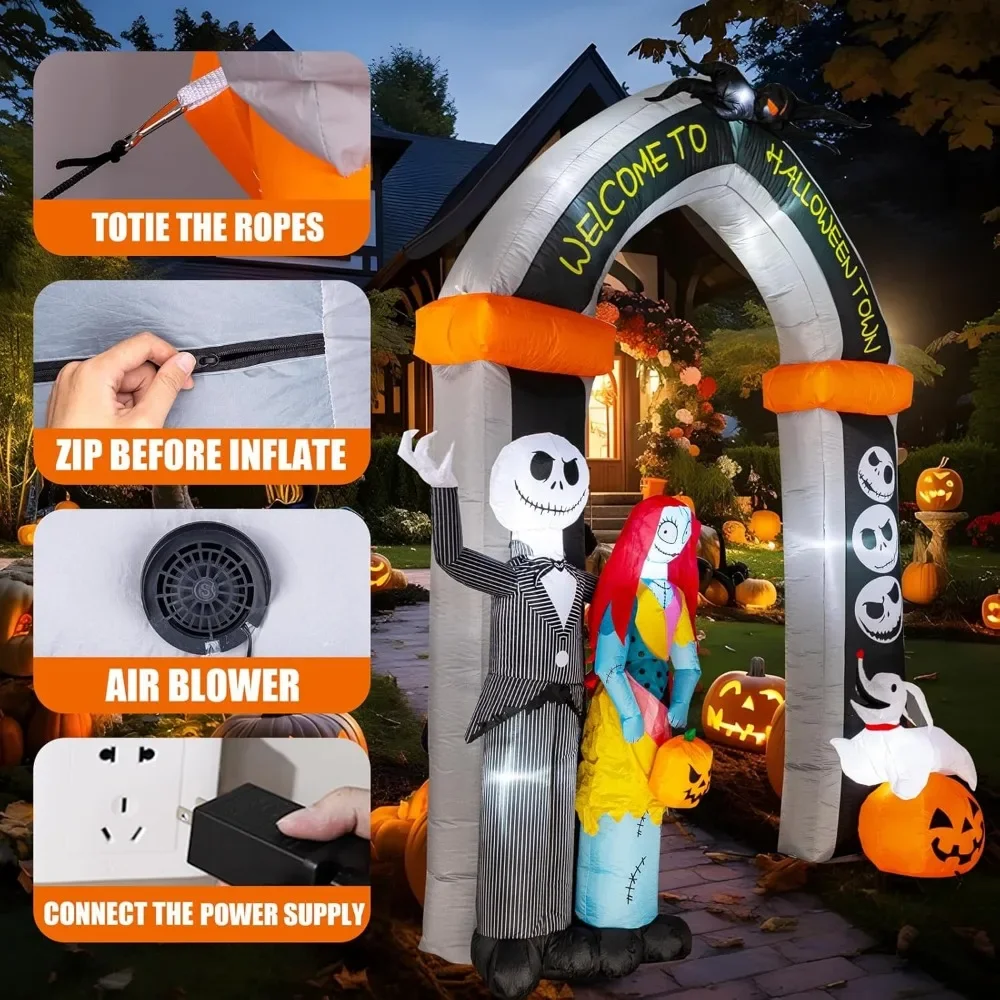 10FT Hallowen Inflatable Outdoor Decorations - Nightmare Before Christmas Inflatable - Halloween Arch Inflatable Decoration