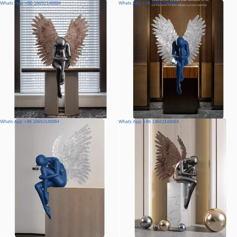 

Modern Creative Sculpture Statue Angel Figurine for Hotel Lobby Living Room Decor Art Piece