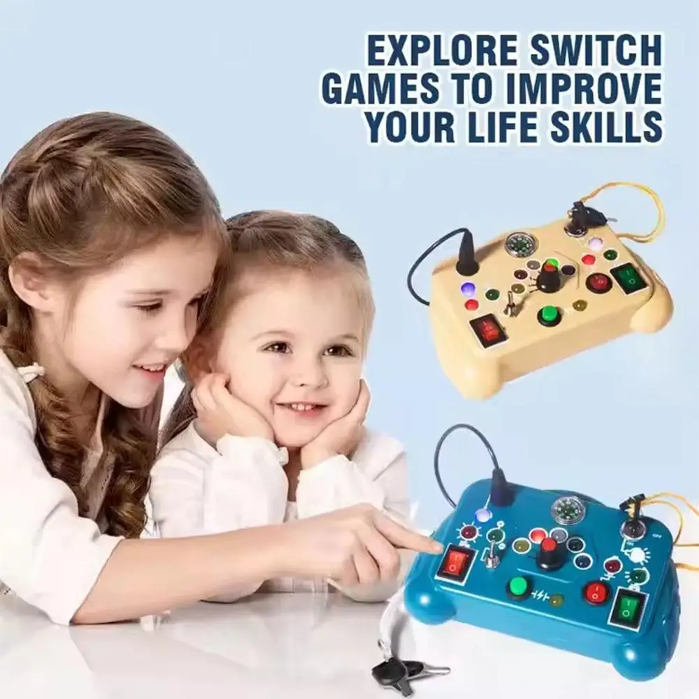 Montessori Busy Board Sensory Toys Cartoon with LED Light Switch Control Board Travel Activities Children Game for Kid