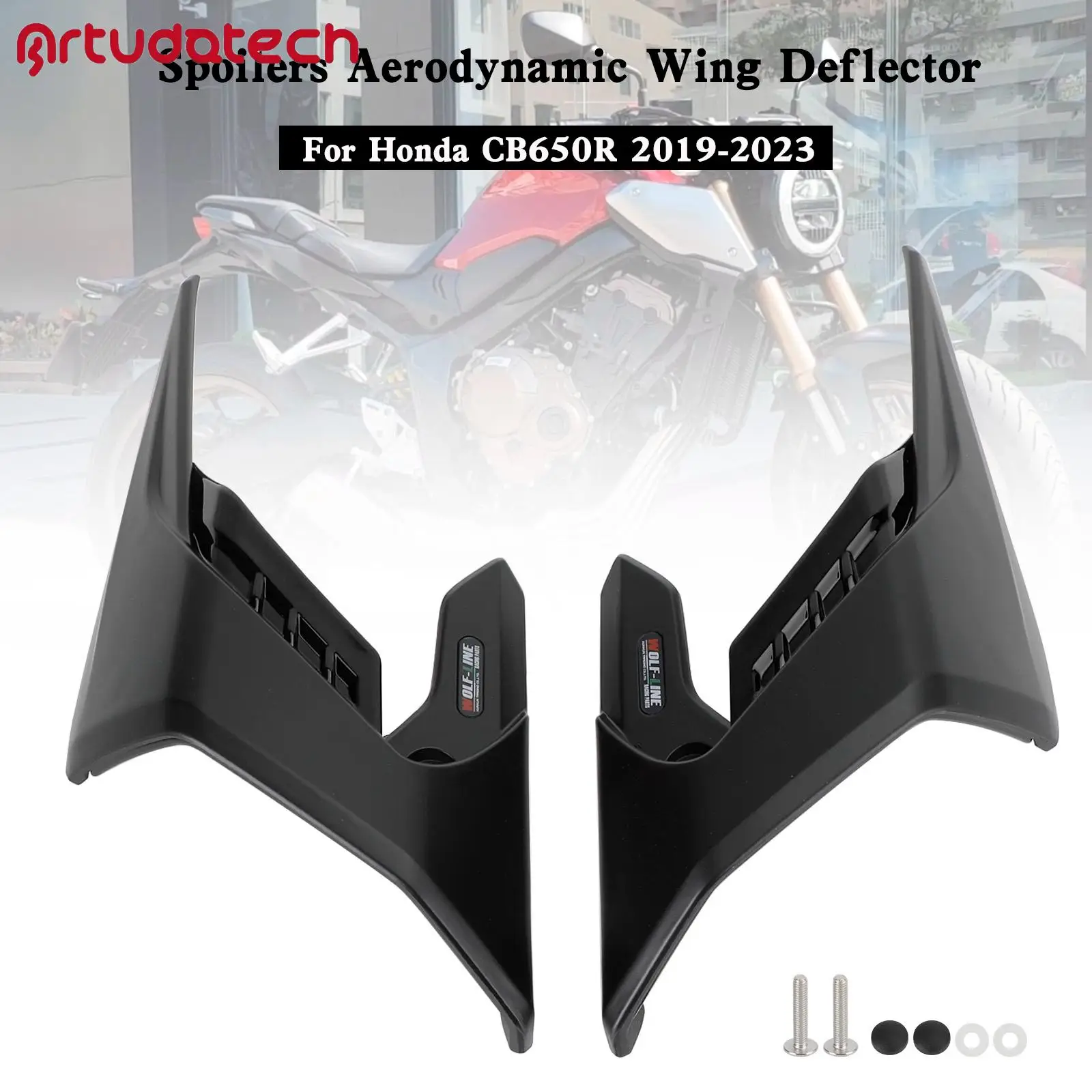 

Side Spoilers Aerodynamic Wing Deflector Fairing for Honda CB650R 2019 2020 2021 2022 2023 Black