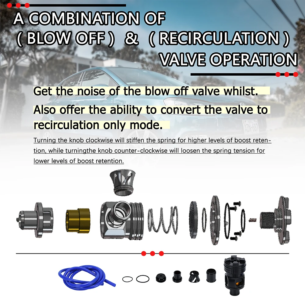 Valvola di scarico in alluminio S Deviatore Turbo BOV Boost per Volkswagen GTI Jetta Audi 1.8T 2.7T PQY5758
