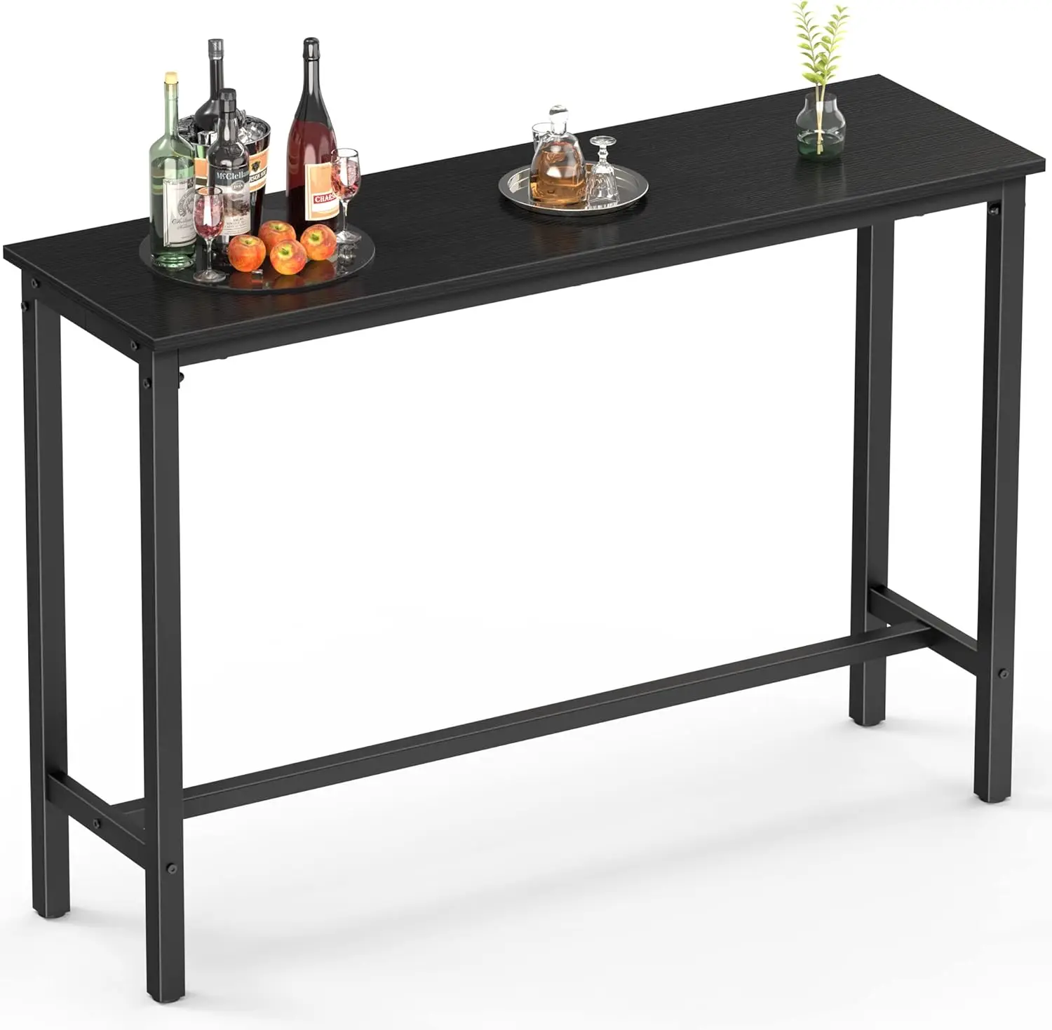 Table, 53" Rectangular Pub Height Table – Sofa Console, Dining or Coffee Table for Narrow Spaces, Living Room, Sturdy Metal Fra