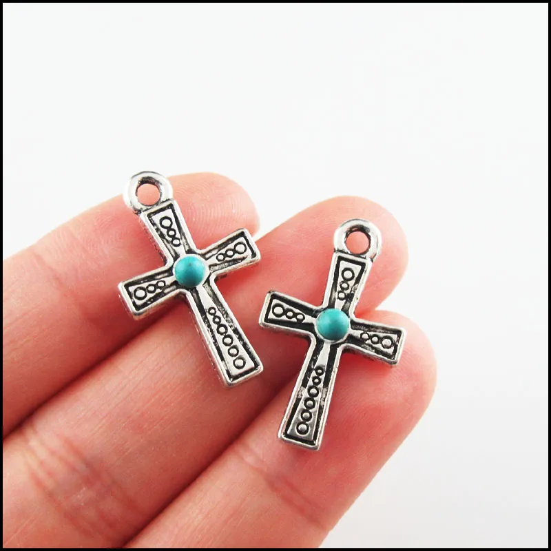 Fashion New Turquoise Stone Charms Angel Owl Animal Spider Snowflower Skull Tibetan Silver Plated Pendants Retro HCJBAB