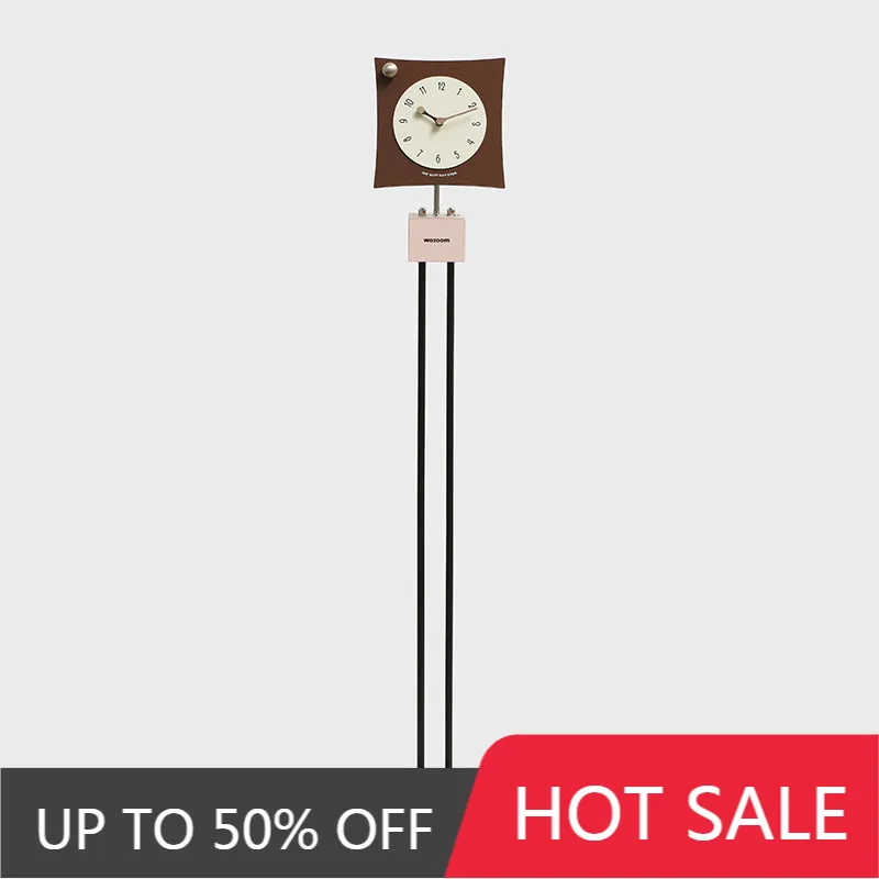 Minimalist Floor Standing Clock Modern Silent Floor Clocks Irregular Square Luxury Clock Living Room Watch Adjustable Height